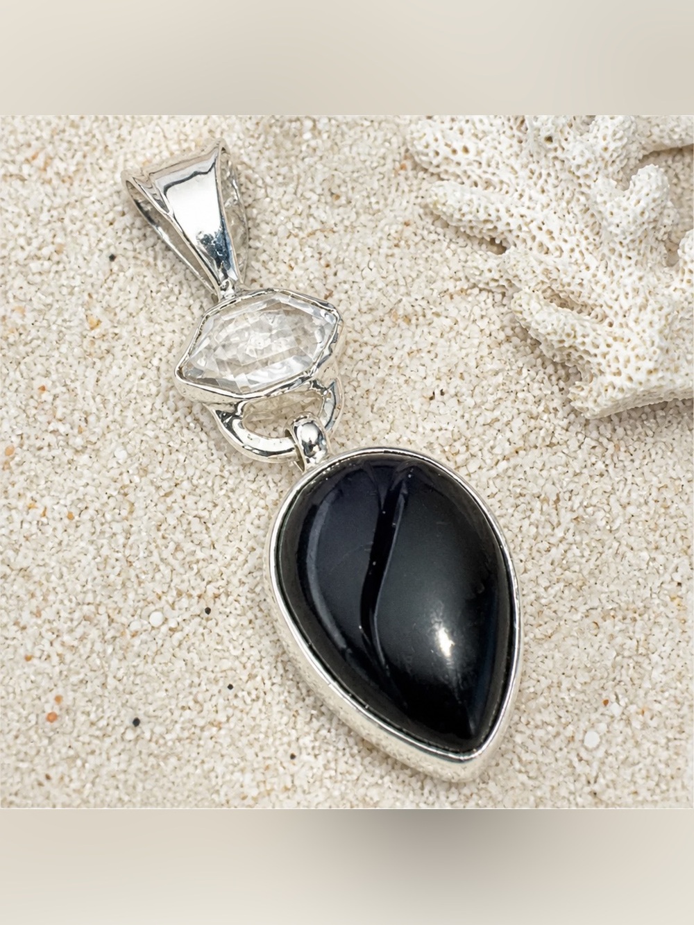 Onyx & Herkimer Diamond Necklace